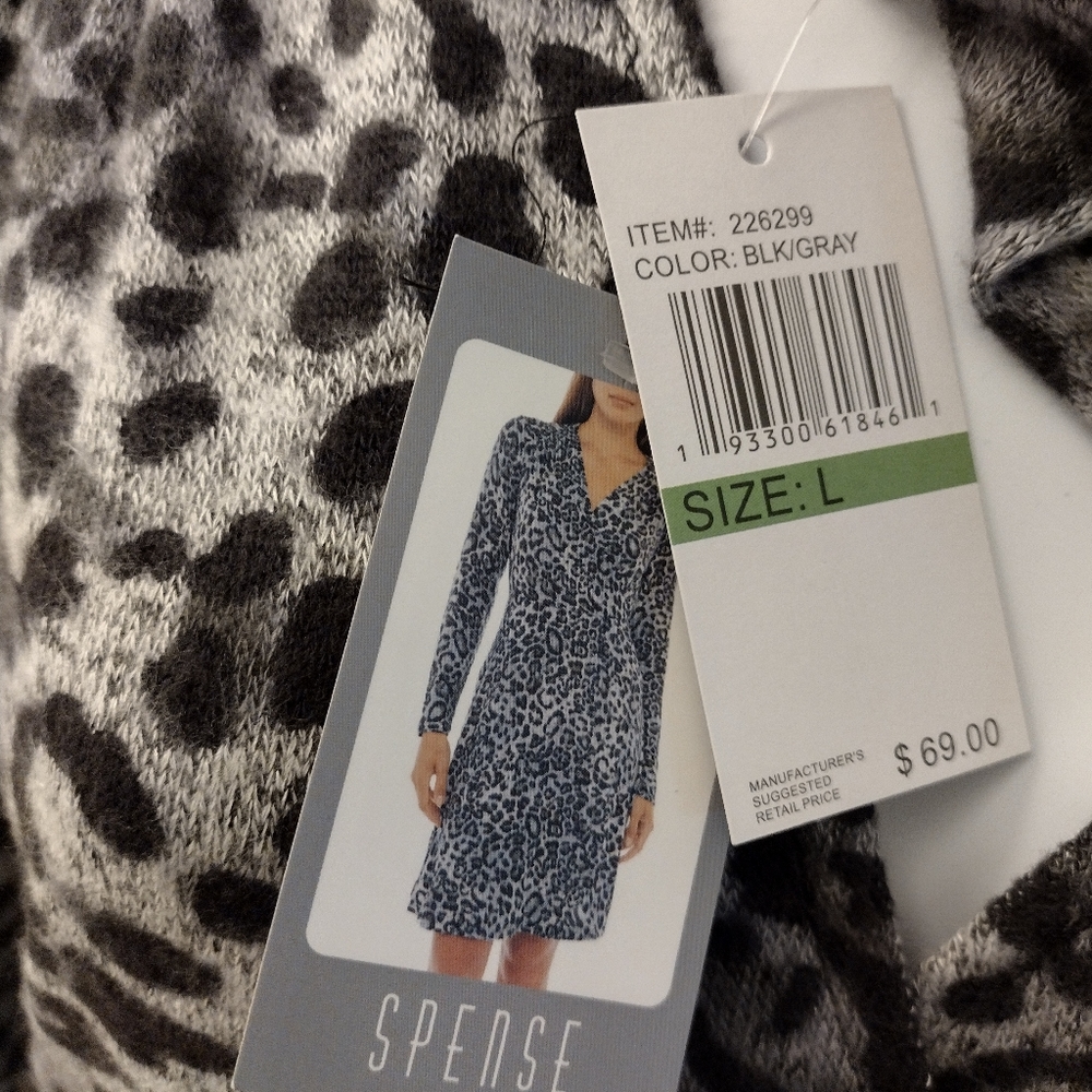 SPENSE Sexy Woman Animal Print Dress. Overlapping Hem. Long Sleeve Size L - Picture 7 of 8